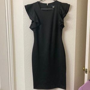 COPY - Tommy Hilfiger Scuba Crew Neck Flutter Ruffle Cap Sleeve Sheath Dress